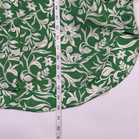 Maje Shirt Womens Large Green White Floral Button Up Long Sleeve Collared Top - Picture 5 of 10